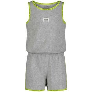 Calvin Klein Performance Big Girls Logo Trim Tank Romper - Light Gray Heather Si